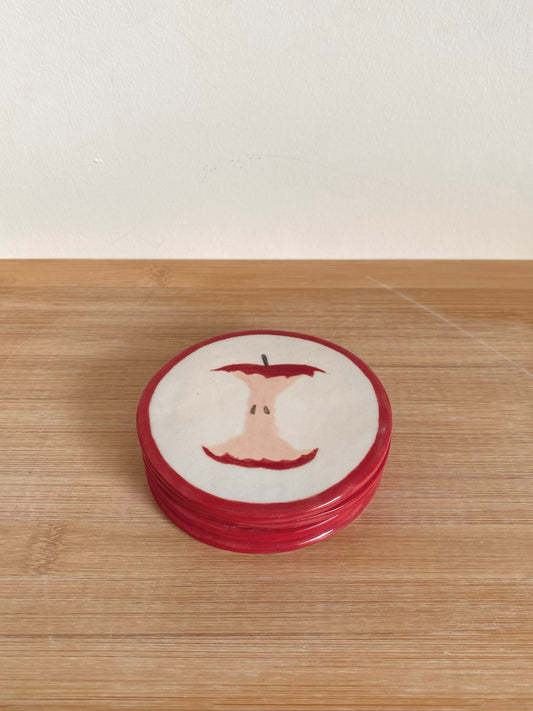 Red Apple Coaster Set