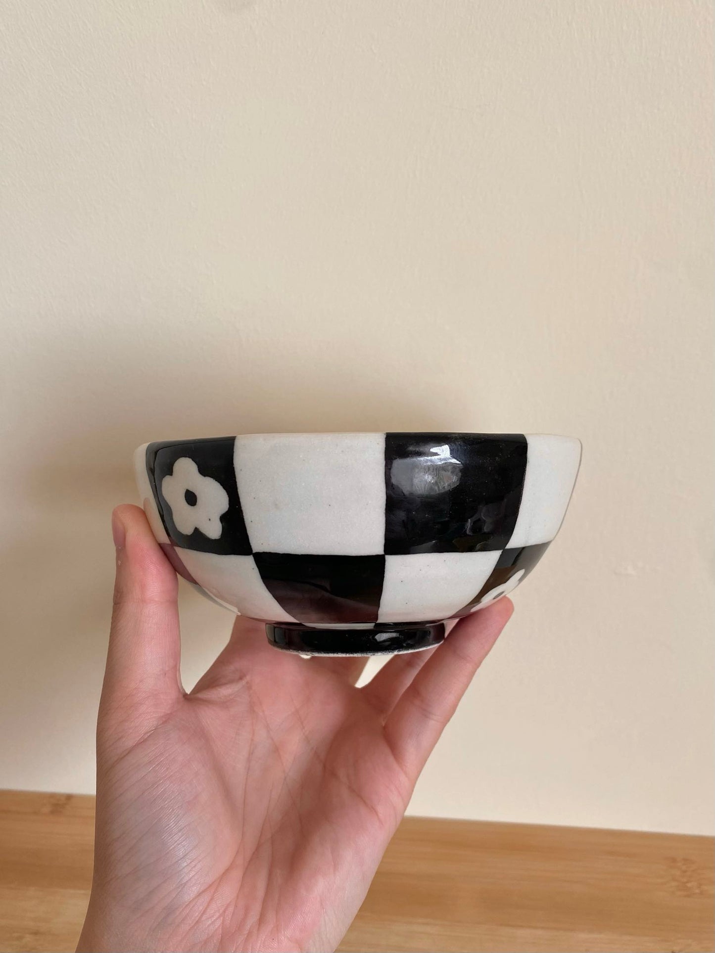 Checkered Flower Bowl