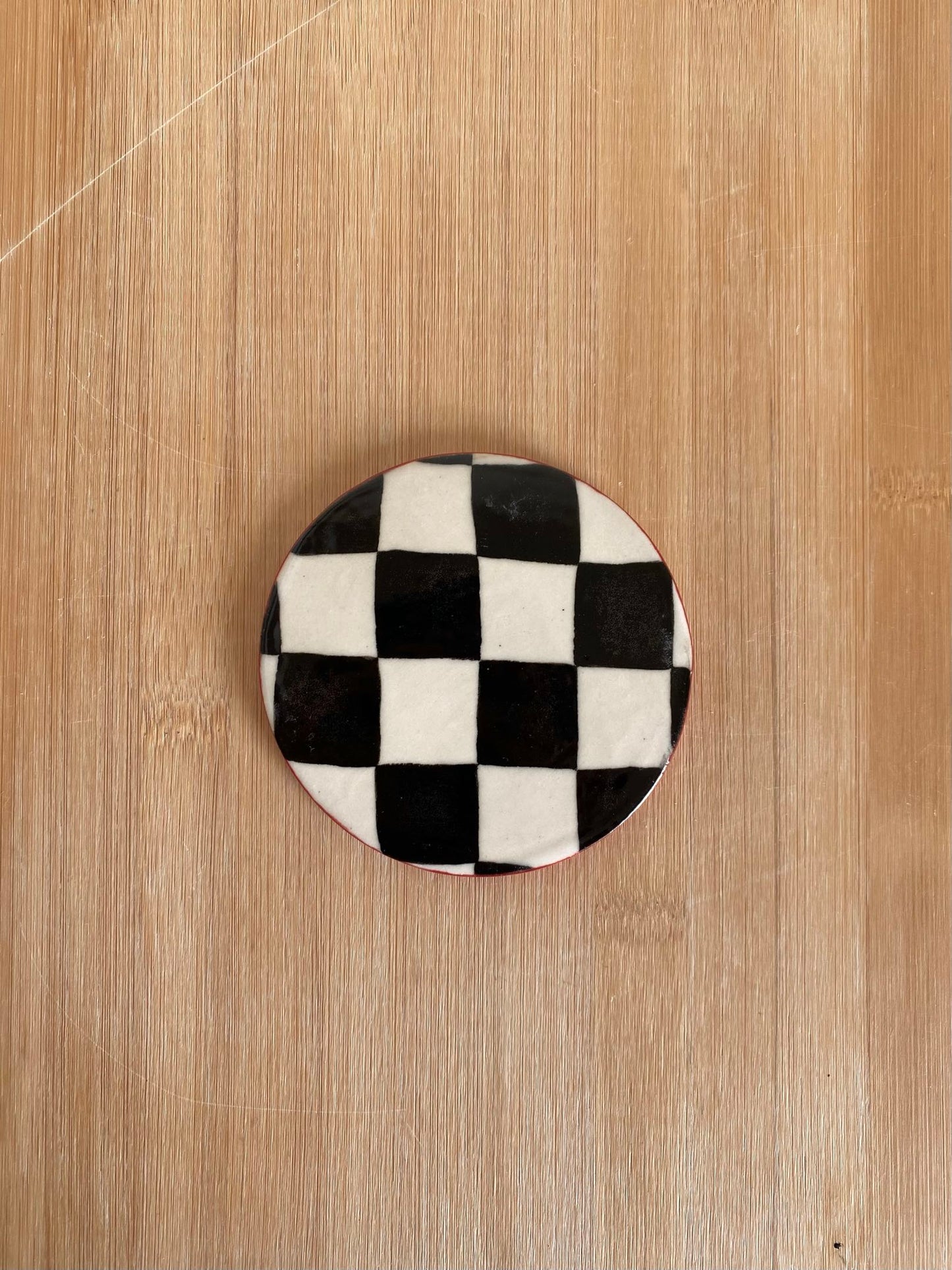 Red Checkered Coaster Set