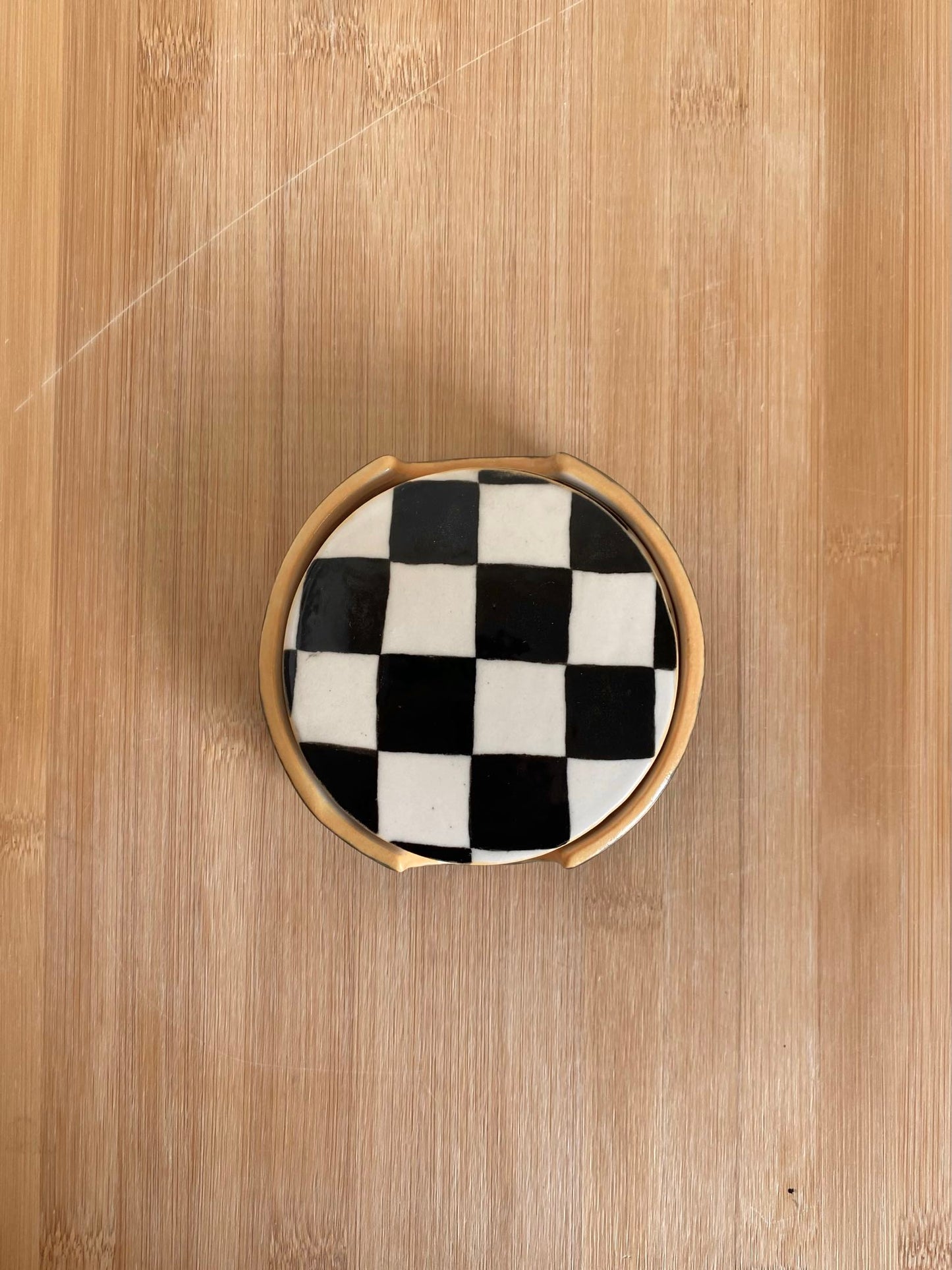 Yellow Checkered Coaster Set