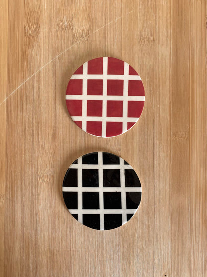 Red + Black Coaster Set