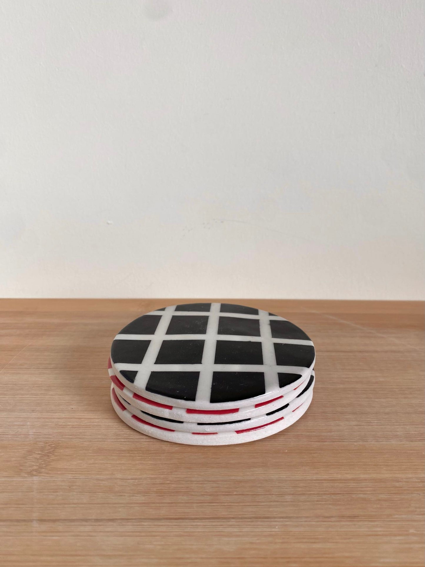 Red + Black Coaster Set