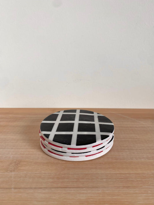 Red + Black Coaster Set