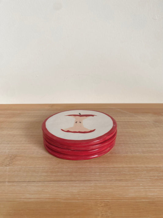 Red Apple Coaster Set
