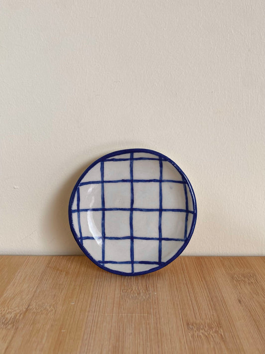 Small Blue Grid Dish