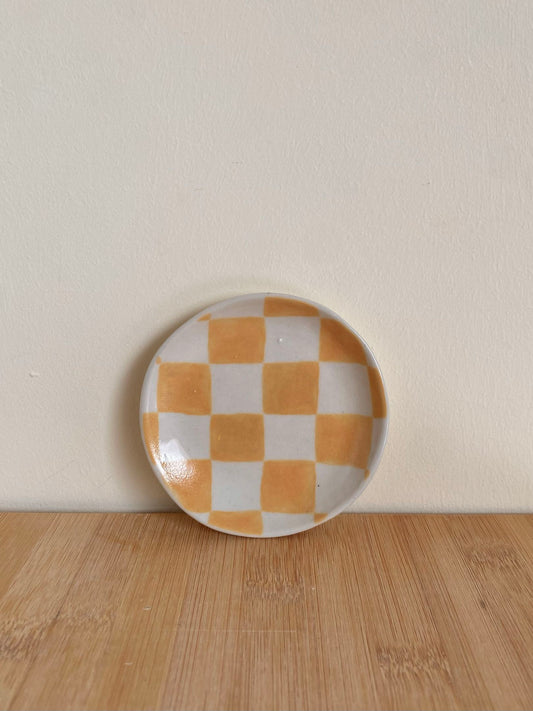 Small Yellow Checkered Dish