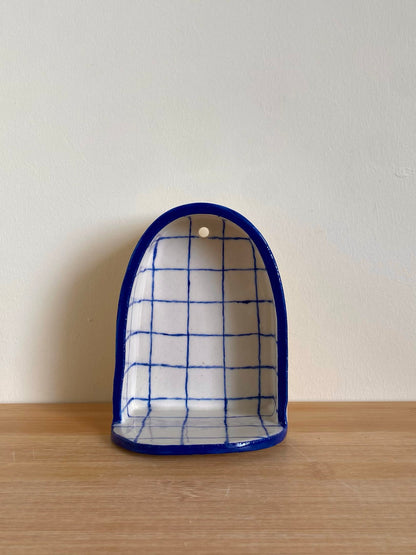 Medium Blue Grid Wall Shelf