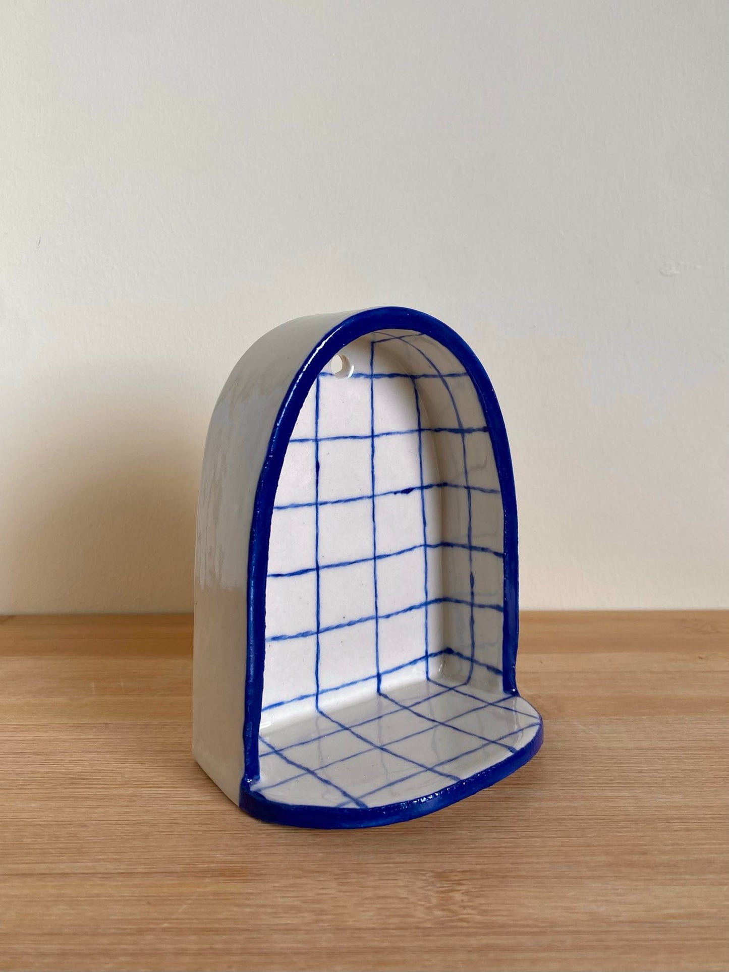 Medium Blue Grid Wall Shelf